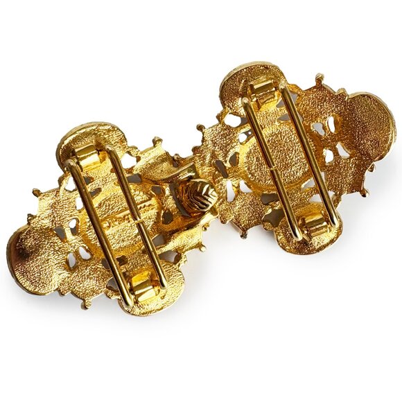 Vintage Paquette Belt Buckle with Cabochons + White Gay Boyer Belt Strap - Picture 11 of 12